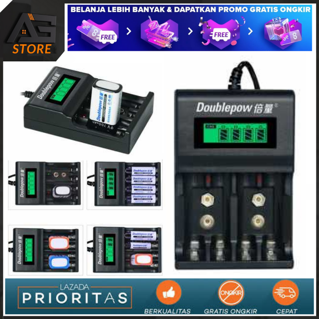 (BERKUALITAS) Charger Baterai 1.2V AA AAA & Kotak 9V NI-MH NI-CD Lithium Multifungsi / charger cas baterai AA / AAA / kotak 9V NI-MH or Lithium serba guna canggi fest charging pengisian daya cepat pengisi daya batu baterai aa aaa kotak 9v volt murah aman