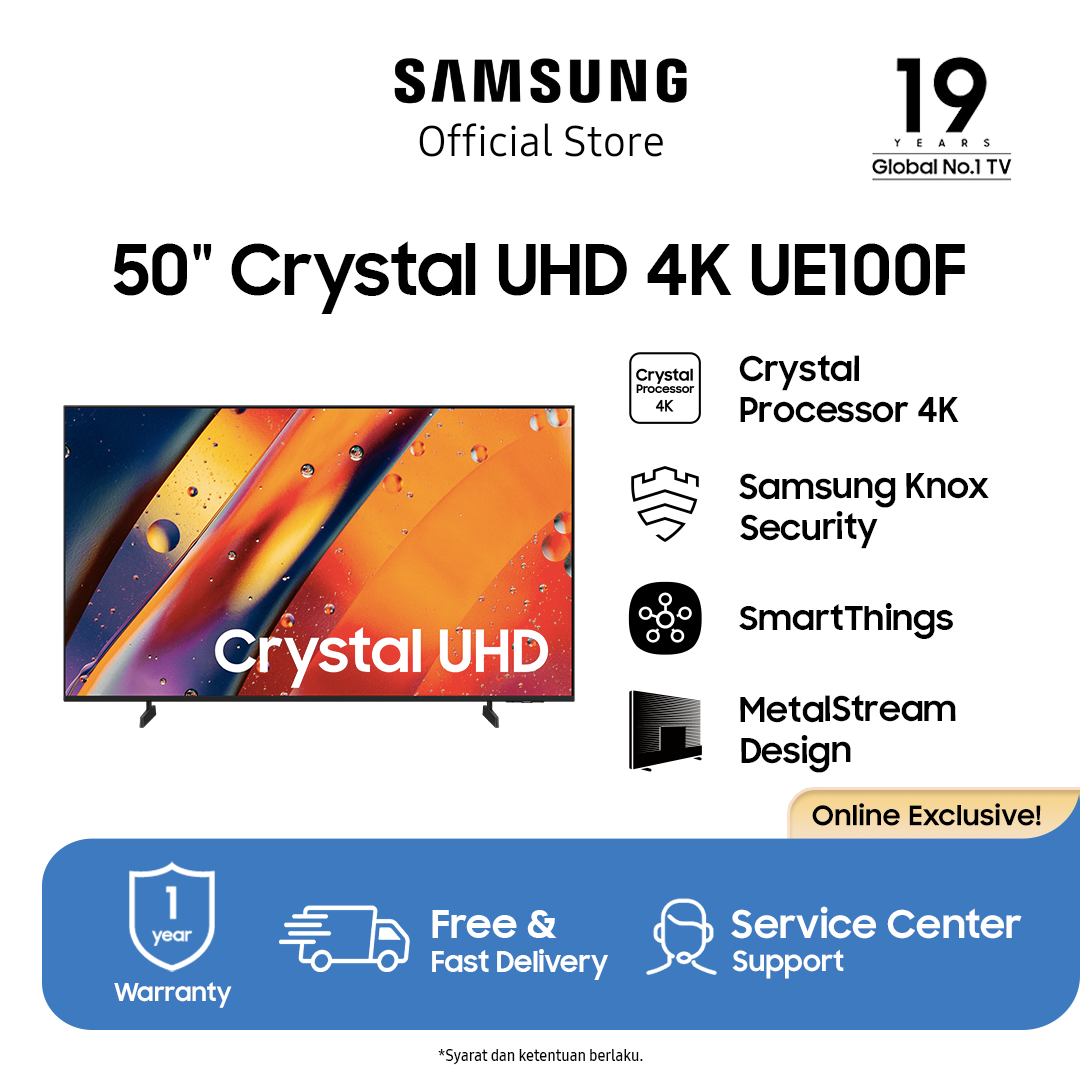 Samsung 50" Crystal UHD 4K UE100F 4K Smart TV | UA50UE100FKXXD