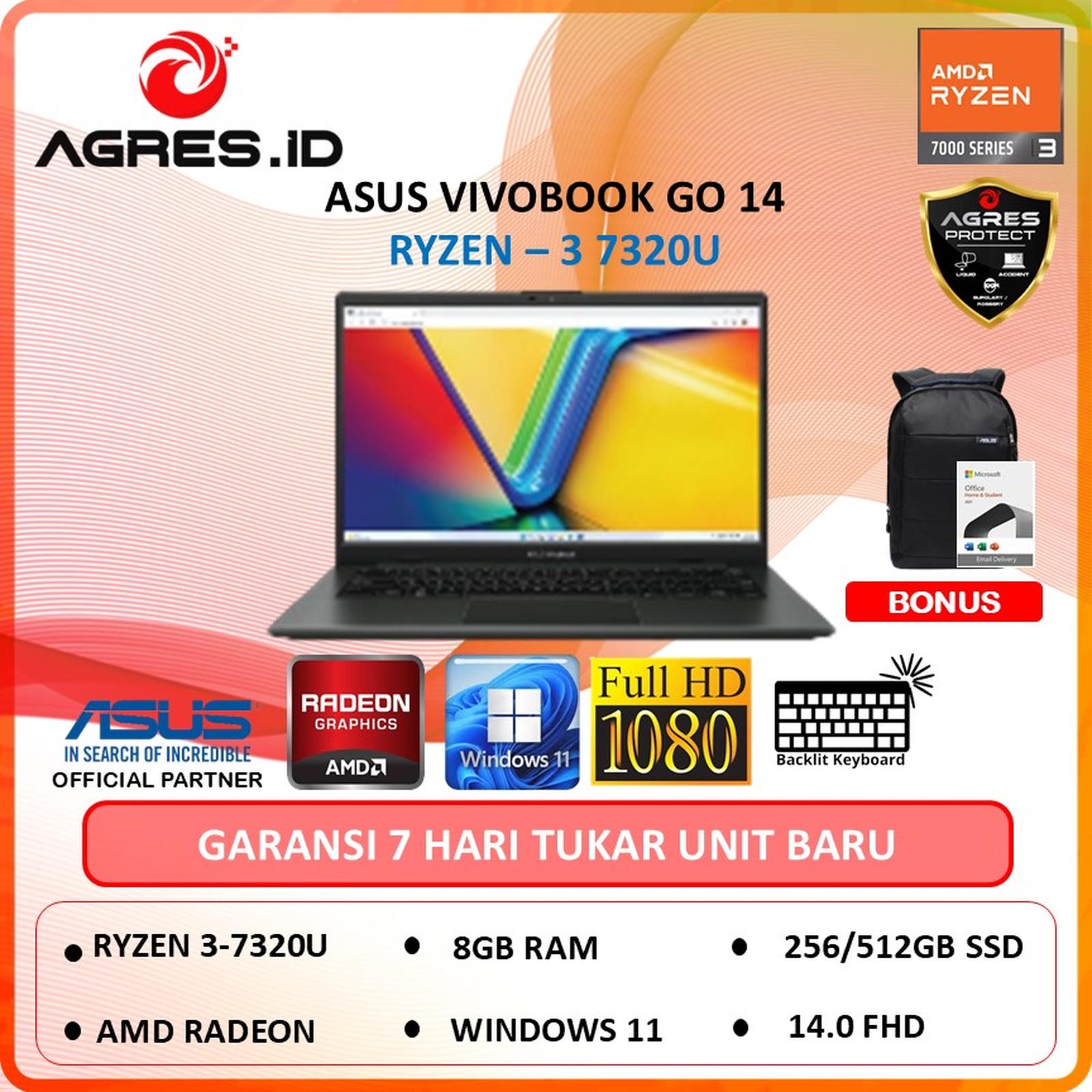 ASUS VIVOBOOK GO E1404FA RYZEN 3 7320U 8GB 512GB RADEON 610M 14" FHD VIPS
