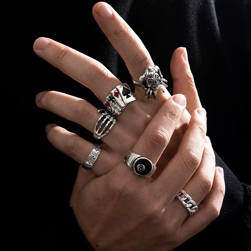 6 Pcs Cincin Unik Unisex Aksesoris Fashion Cincin Pria Perhiasan Ring