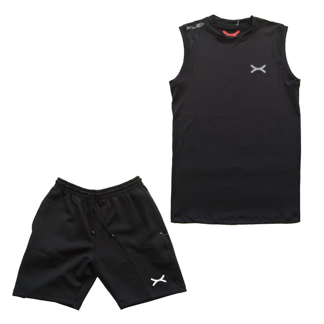 FLEXZONE Set Training Sleeveless Short Pants Gym Fitness Lari Jogging JJ Sport FXS-008
