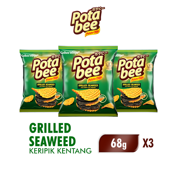 Potabee Keripik Kentang Grilled Seaweed 68g x3