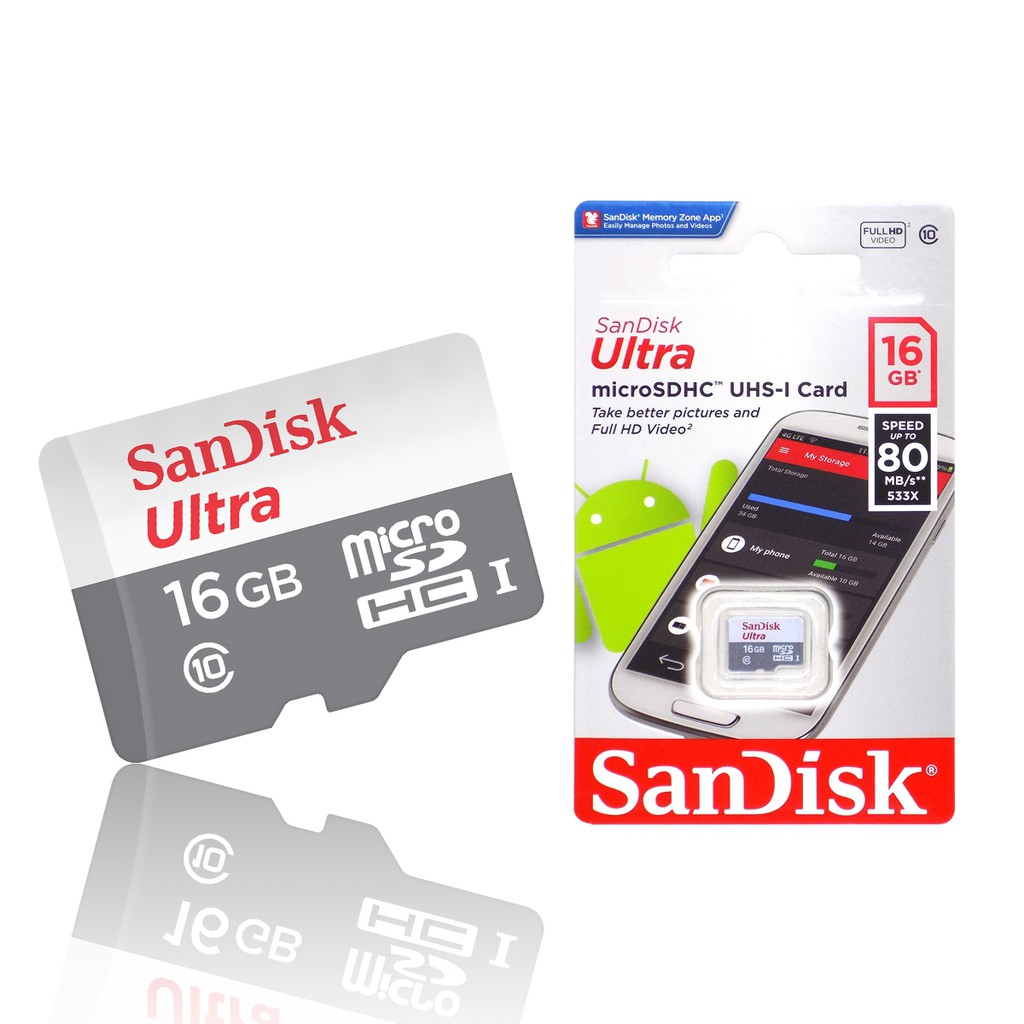 SanDisk Ultra Kartu Mem Micro SD SDHC Memory Card Class 10 - 16 GB