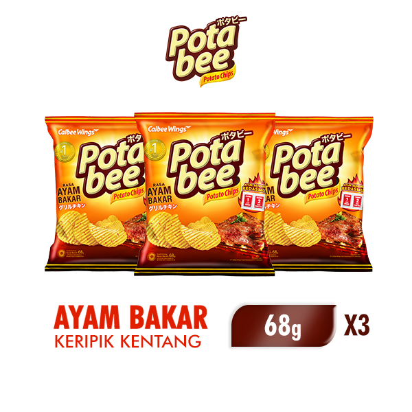 Potabee Keripik Kentang Ayam Bakar 68g x3