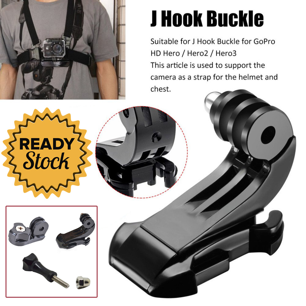 J-Hook Buckle Mount 1/4 Connector for GoPro Xiaomi Yi Kamera Aksi Action Camera J Hook Penghubung Action Camera pada Mount 1/4 Connector Video Vlog Konten Youtube Sport Camera Sport Cam s1359 - Black