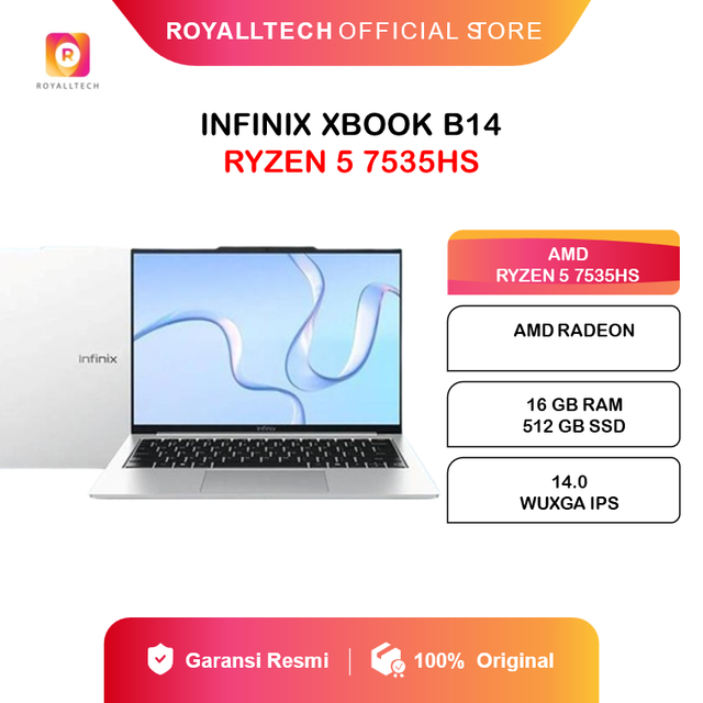 Laptop INFINIX Xbook B14 AMD Ryzen 5 7535HS 16GB 512GB SSD 14"WUXGA IPS Windows 11 + Office | Laptop Gaming Laptop Sekolah Laptop Mewah Laptop Kuliah