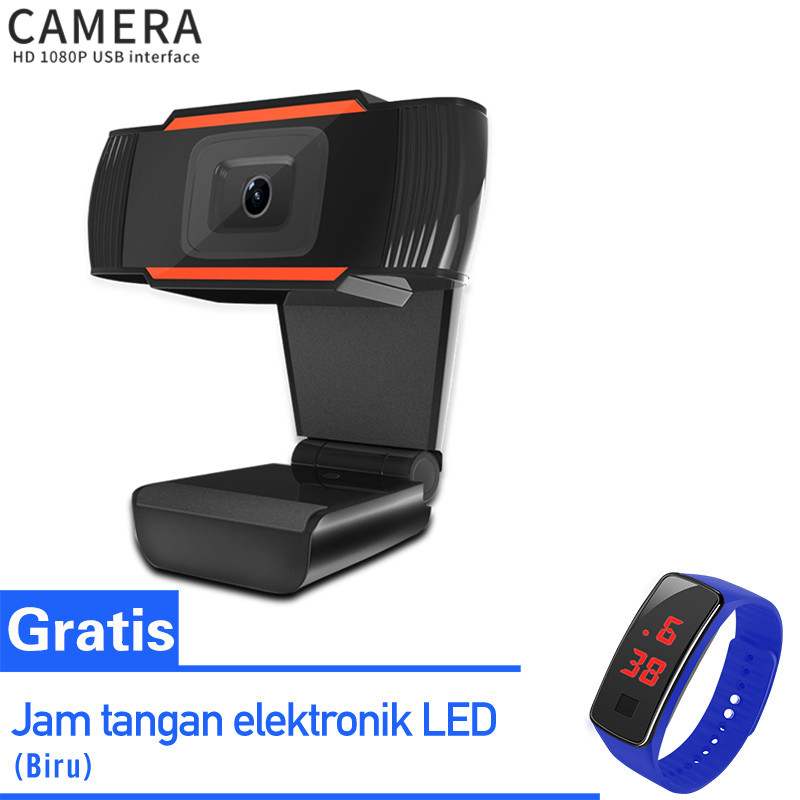 1080P FHD / Kamera web Full HD dengan MIC USB plug-and-play untuk webcam dengan resolusi mikrofon Kamera definisi tinggi 1080P untuk video komputer kamera laptop garansi resmi 1 tahun 【jam tangan LED 