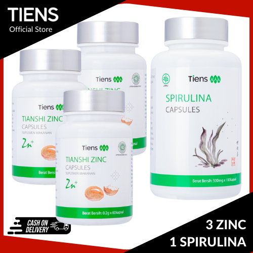 Tiens Nutrisi Fitnes Penambah Masa Otot - Penambah Berat Badan Paket 15 Hari [ 3 Zinc + 1 Spirulina ]