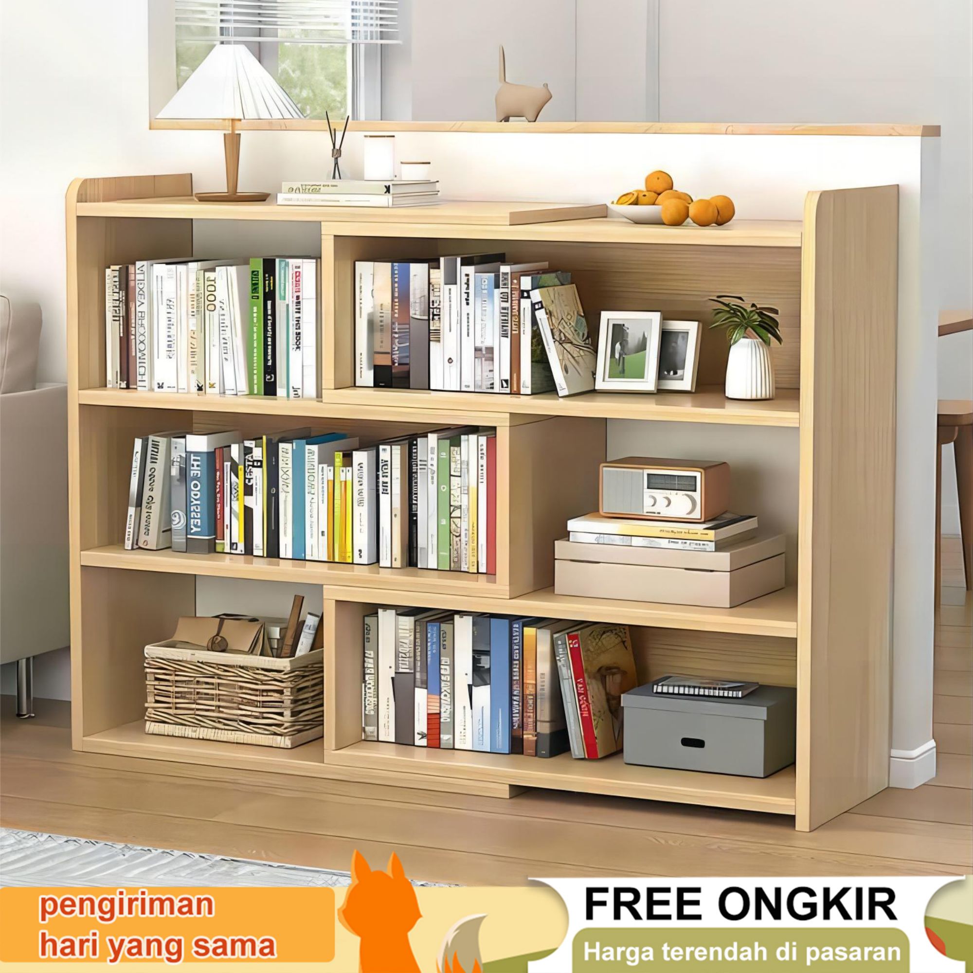 BM Rak Buku Organizer Rak Kayu Rak Pajangan Portable Lemari Buku Rak Multifungsi Minimalis