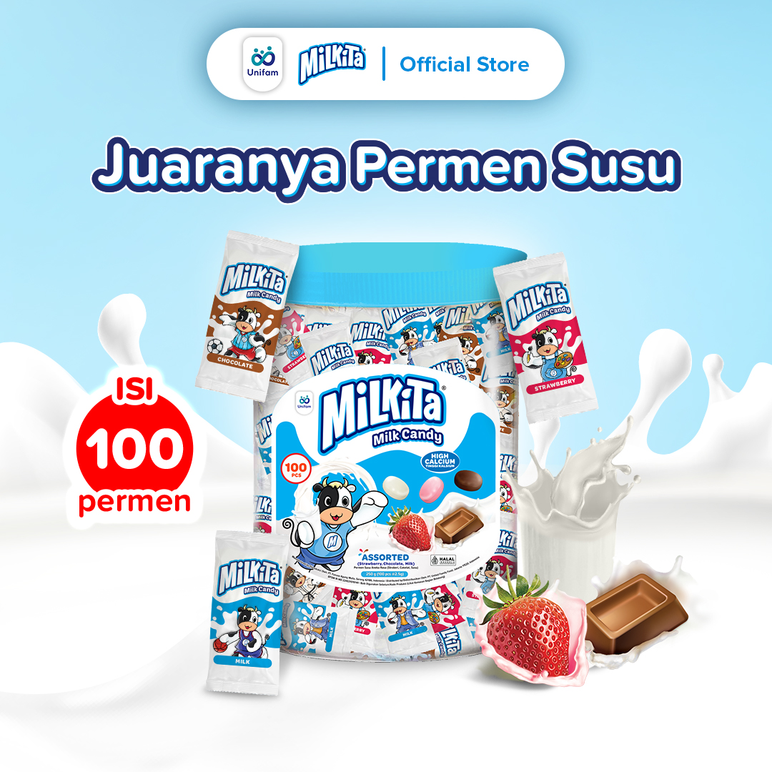 Milkita Permen Susu Toples - Milk Candy Jar 1 Toples (Isi 100Pcs)