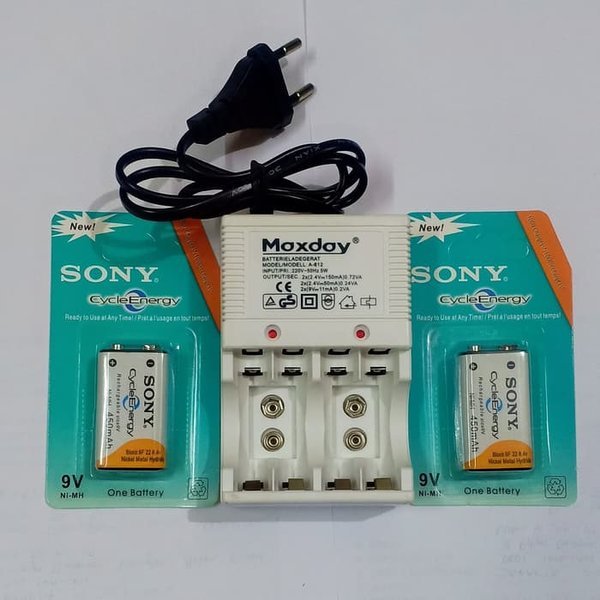 Charger Batre A2 (AA) - A3 (AAA) Dan 9V (batre kotak) + Batre Kotak Sony 9V