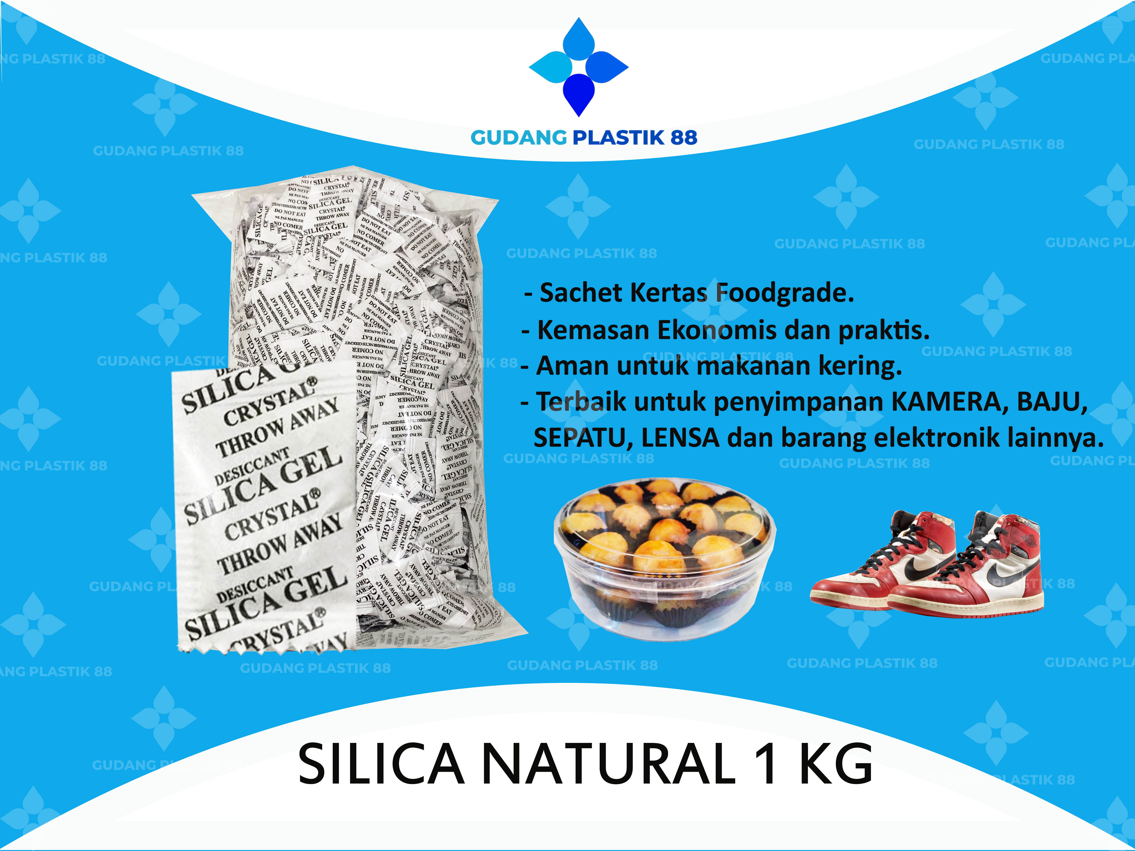 1 KG - SILICA GEL NATURAL ALAMI 1KG / SILICA FOODGRADE / SILICA KAMERA / SILICA NATURAL / SILICA SEPATU / SILICA BAJU / SILICA INDUSTRI SEPATU / SILICA GEL SEPATU / SILICA GEL KAMERA / SILICA TANPA KI