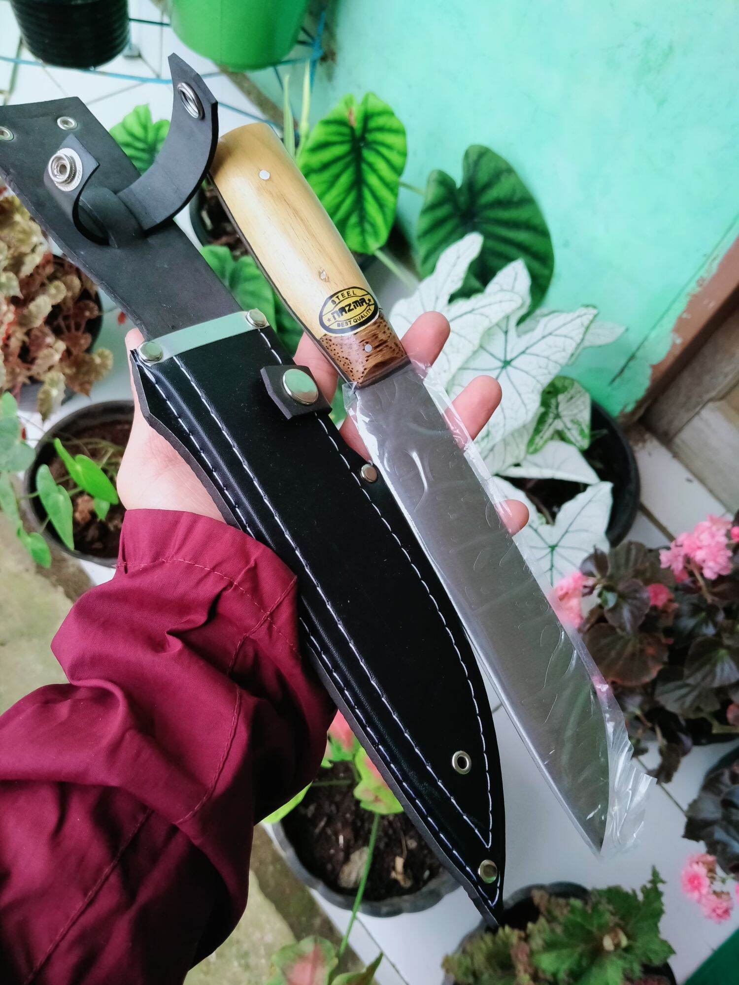 PISAU BAJA JUMBO DENGAN SARUNG KULIT 20 CM/ pisau antik / pisau super tajam / pisau tajam / pisau serbaguna