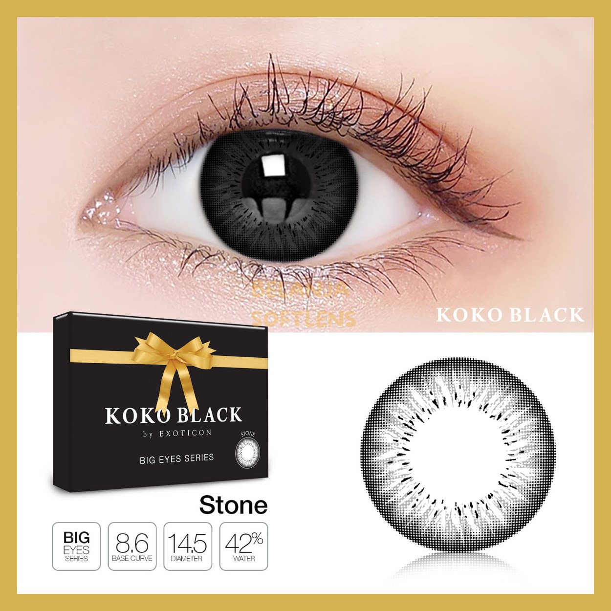 {BISA COD} SOFTLENS KOKO BLACK NORMAL & MINUS (-0.50 SD -6.00) MADE IN KOREA 14.5MM BY X2 EXOTICON