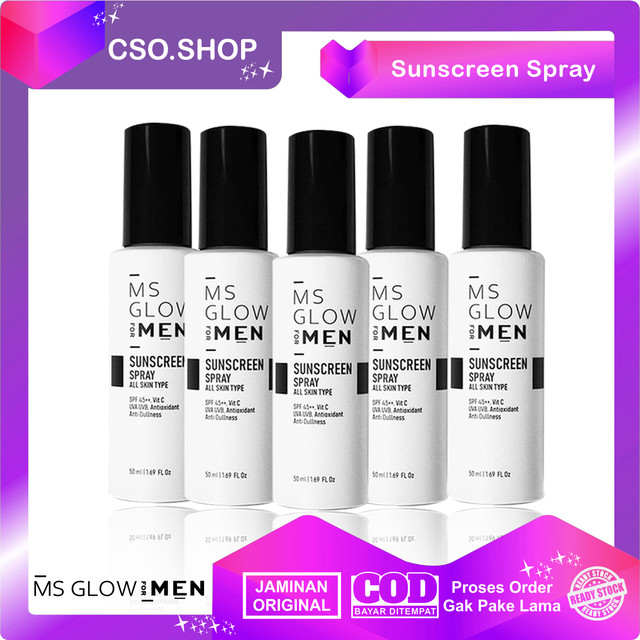 MS Glow For Men Sunscreen Spray - MS Glow For Man Sunspray Melindungi dari Radikal Bebas dan Sinar UV - Sunscreen MS Glow Man Isi 50ml Cso-shop