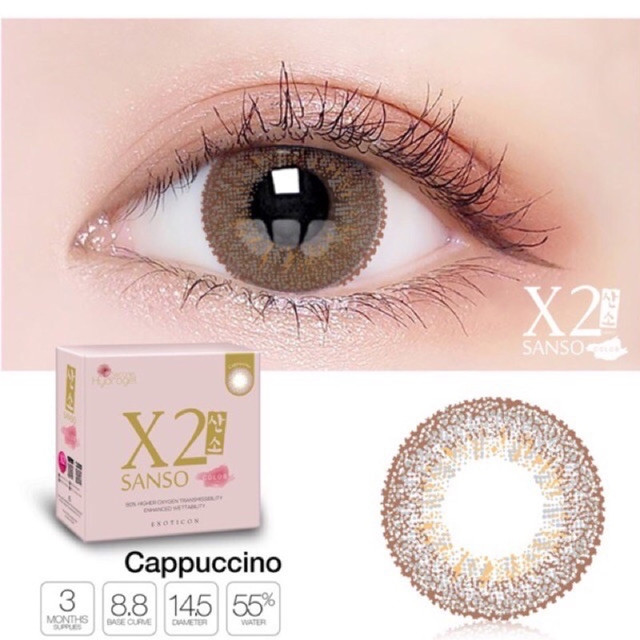 X2 SANSO COLOR CAPPUCINO MINUS 0.50 S/D 6.00  FREE LENSCASE