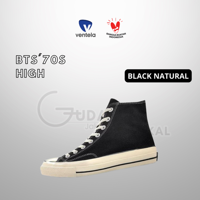 Ventela BTS 70s High Black Natural Made in Indonesia