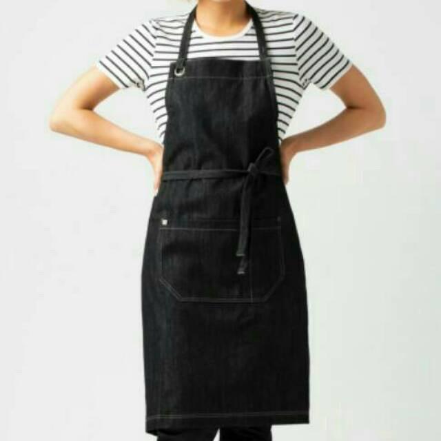Monolog Apron Celemek Denim Barista Bartender Waiters Kasir Pria Wanita Original