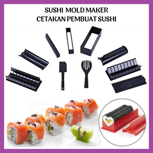 Sushi Maker Kit Profesional 11 in 1 Alat Cetakan Nasi Pembuat Bento Makanan Jepang Korea - FR Gallery