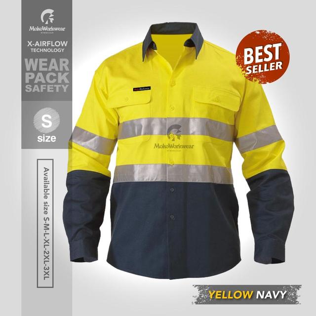 WEARPACK SAFETY BAJU SERAGAM SAFETY TEKNISI - SIZE S -KUNING DONGKER - MOKOWORKWEAR ORIGINAL