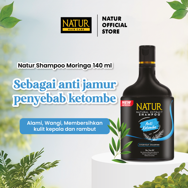 Natur Hair Shampoo Anti Dandruff 140 ML - Shampoo Perawatan Rambut Berketombe