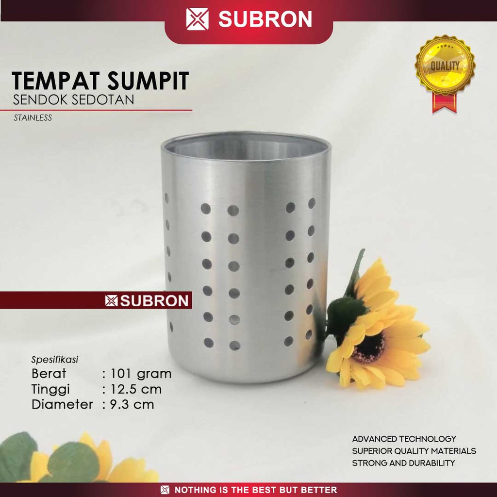 SUBRON Tempat Sumpit Sendok Sedotan Stainless Steel Restoran Murah Elegan