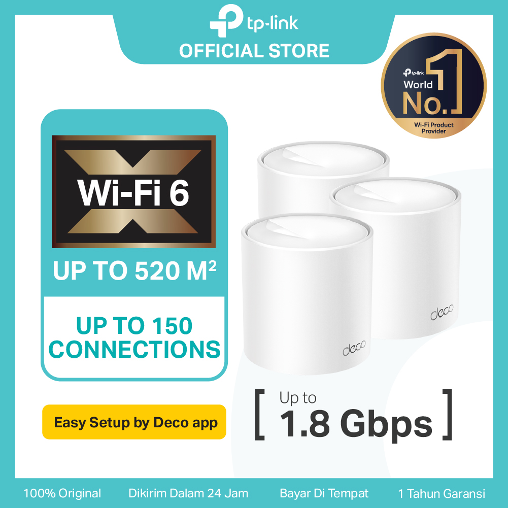 TP-Link Deco X20 | AX1800 Mesh WiFi 6 System | Dual Band | Gigabit | AI-Driven | Seamless Roaming