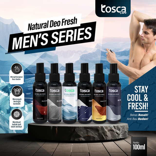 TOSCA Natural Deodorant Men Series 100 ml Deodorant Khusus Pria Ampuh Hilangkan Bau Badan