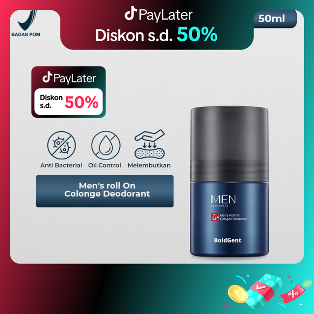 BOLDGENT - Men's Roll On Cologne Deodorant - Deodoran Parfum Pria Segar Tahan 72 Jam Anti Bakteri Mencerahkan Kulit Ketiak [ BG01 ]