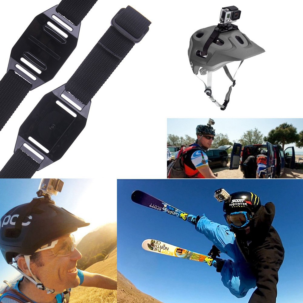Helmet Strap Mount for Xiaomi Yi / Xiaomi Yi 2 4K / GoPro Tali Strap Kamera Aksi Sport Cam untuk Helm Sepeda Ski Paralayang Kamera Aksi Action Camera Video Vlog Konten Youtube Tiktok Foto - Black