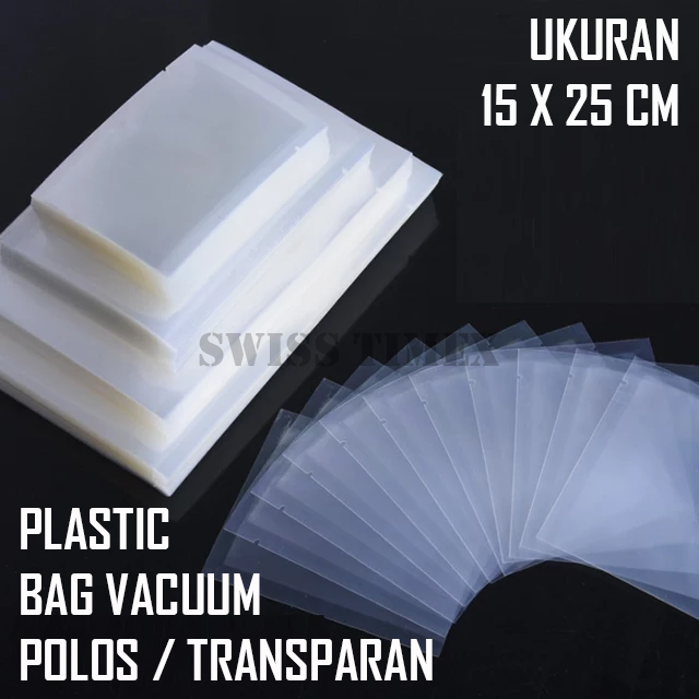 PLASTIK VAKUM 15x25 CM Polos Bahan NYLON Non Emboss 100 Pcs