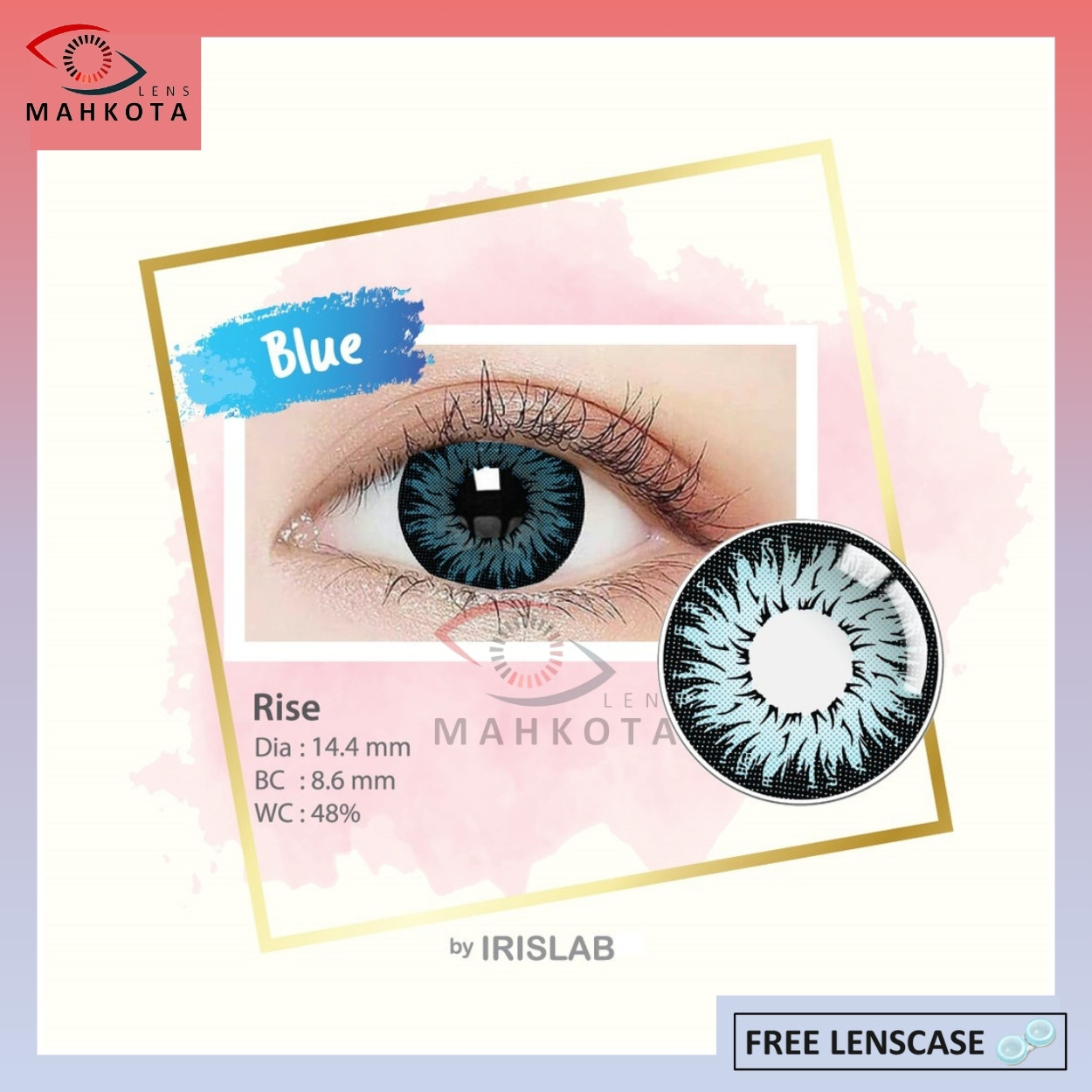 SOFTLENS LIVING COLOR RISE NORMAL BY IRISLAB DIA 14.4MM FREE LENSCASE / GREY BROWN BLUE / Softlen Soflen Soflens