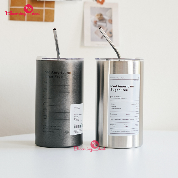 Tumbler Coffee Cup Americano Stainless Steel Bonus Sedotan 350ml / 600ml (SD1183)