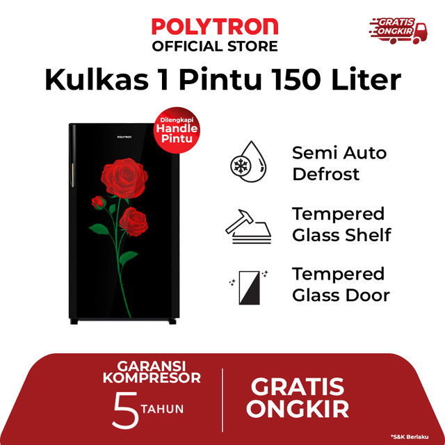 POLYTRON Kulkas 1 Pintu 150L Belleza Varia PRA 15DRX