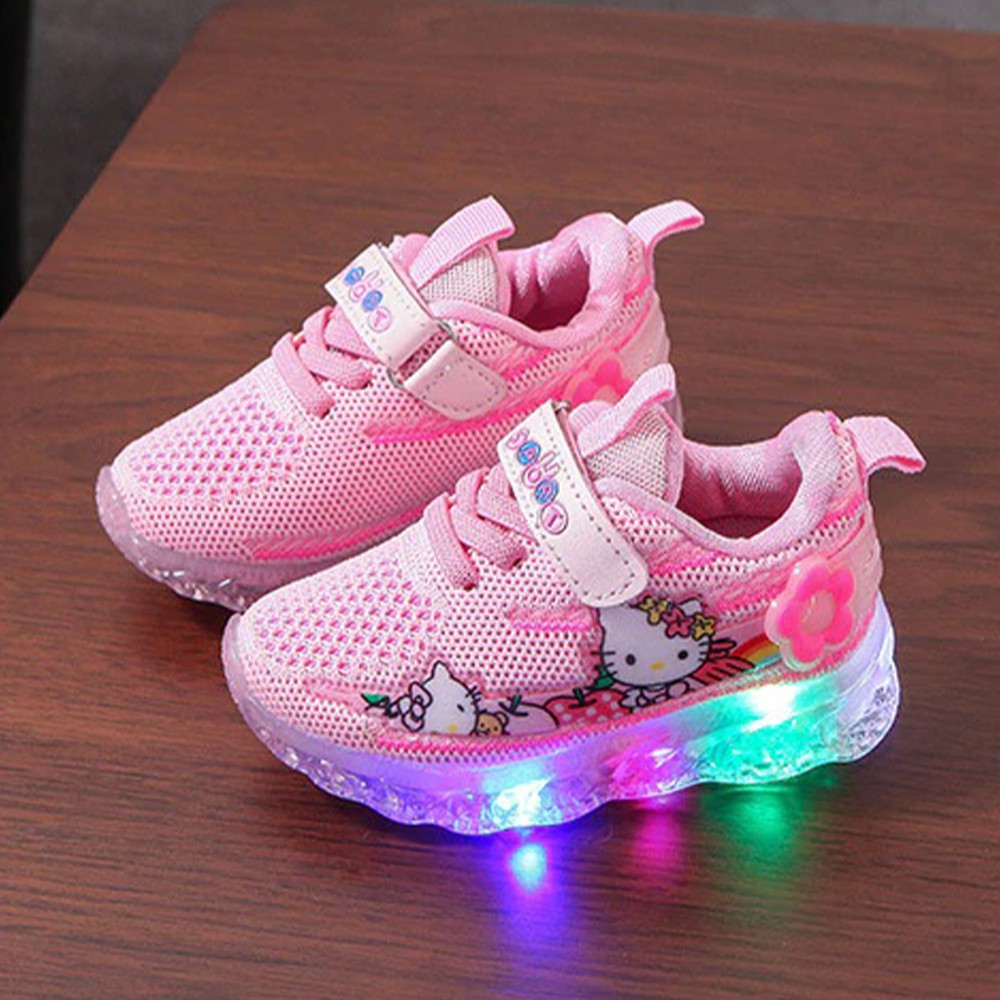Sepatu Anak LED Import Model Hello Kitty Terbaru | Sepatu Sneaker Anak Perempuan