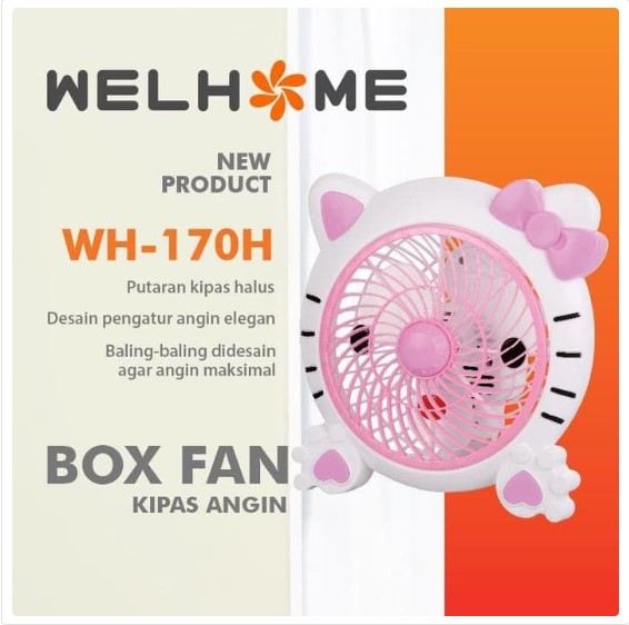 JUAL/ Kipas Karakter Hellokitty Box Fan Welhome 10 inch WH 170H / Termurah / Original