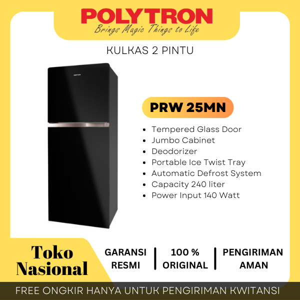 [CIANJUR] KULKAS POLYTRON 2 PINTU 240 LITER PRW 25MNX