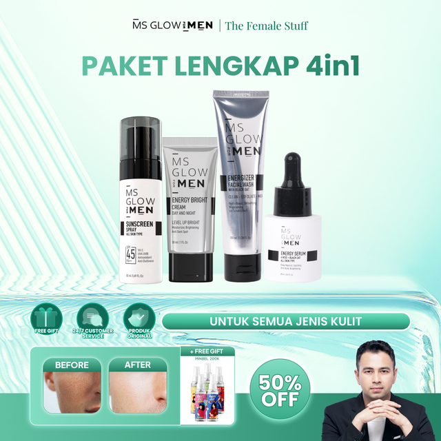 MS Glow For Men - Paket Lengkap + Sunscreen Pelindung Sinar Matahari