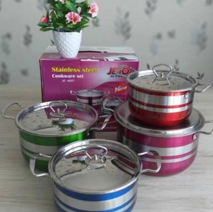 Panci Warna Warni Halogen Pelangi Set 4pcs + Tutup Panci Stainless Steel Anti Karat Tahan Lama Cook Ware Boanerges Official