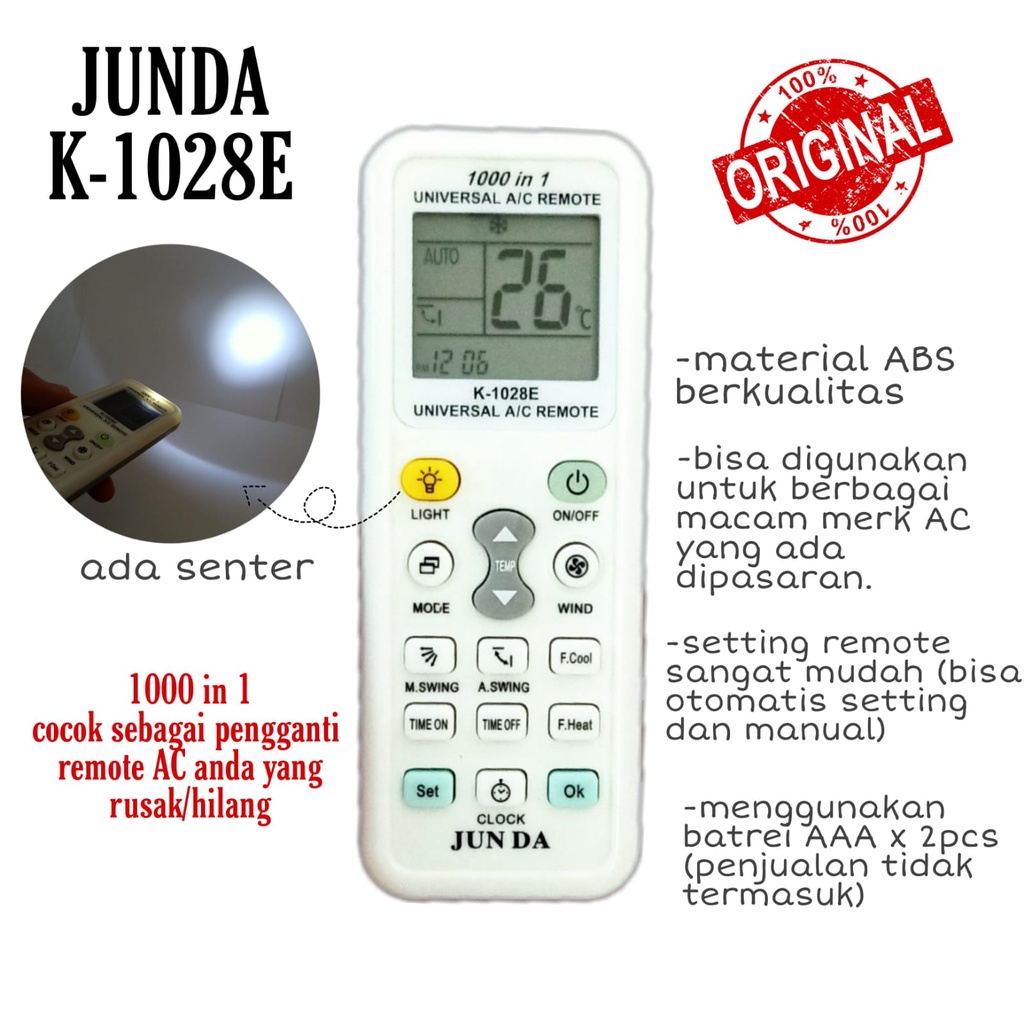 REMOTE AC UNIVERSAL / MULTI JUNDA K-1028E / REMOT REMOTE AC MULTI UNIVERSAL