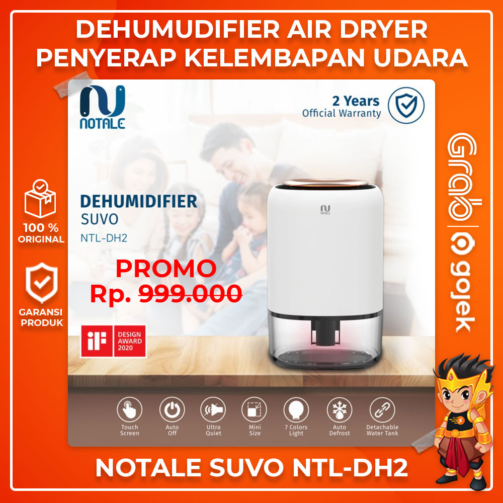 NOTALE Dehumidifier Suvo Air Dryer NTL DH2 Serap Kelembapan Udara Humidifier Touch Control 1.1L