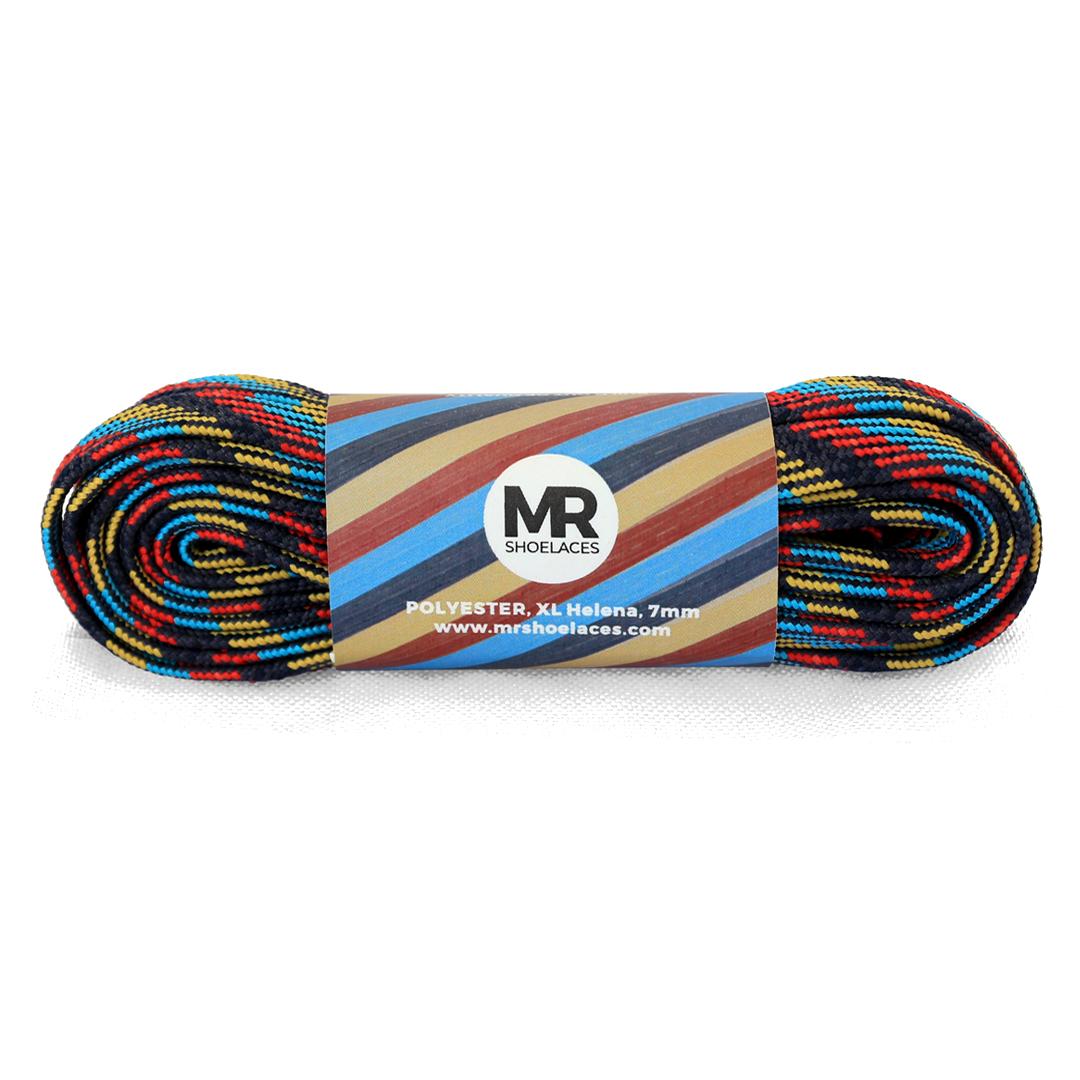 Mr. Shoelaces - MF04 Tali Motif Gepeng Helena (Biru Merah Navy Kuning) 90cm 100cm 120cm 150cm 200cm ( Baca Deskripsi untuk Ukuran)