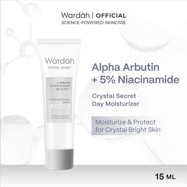 Wardah Crystal Secret Brightening Day Cream Alpha Arbutin + 5% Niacinamide  Skincare Pelembab Wajah