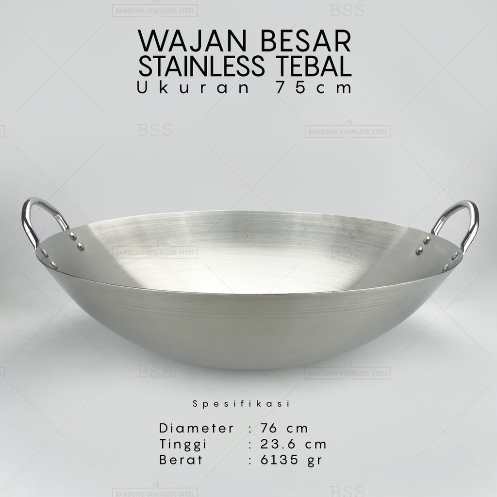 Wajan Besar 70cm Penggorengan Stainless Steel Tebal Wok Kuali Goreng
