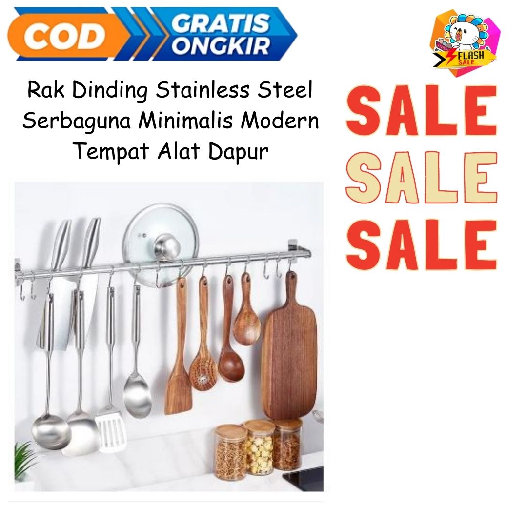 Rak Dinding Stainless Steel Serbaguna Minimalis Modern Tempat Alat Dapur