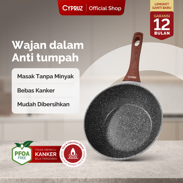 [SPECIAL LIVE] Cypruz Wajan Penggorengan Anti Lengket Fry Wok Induksi Marble Series