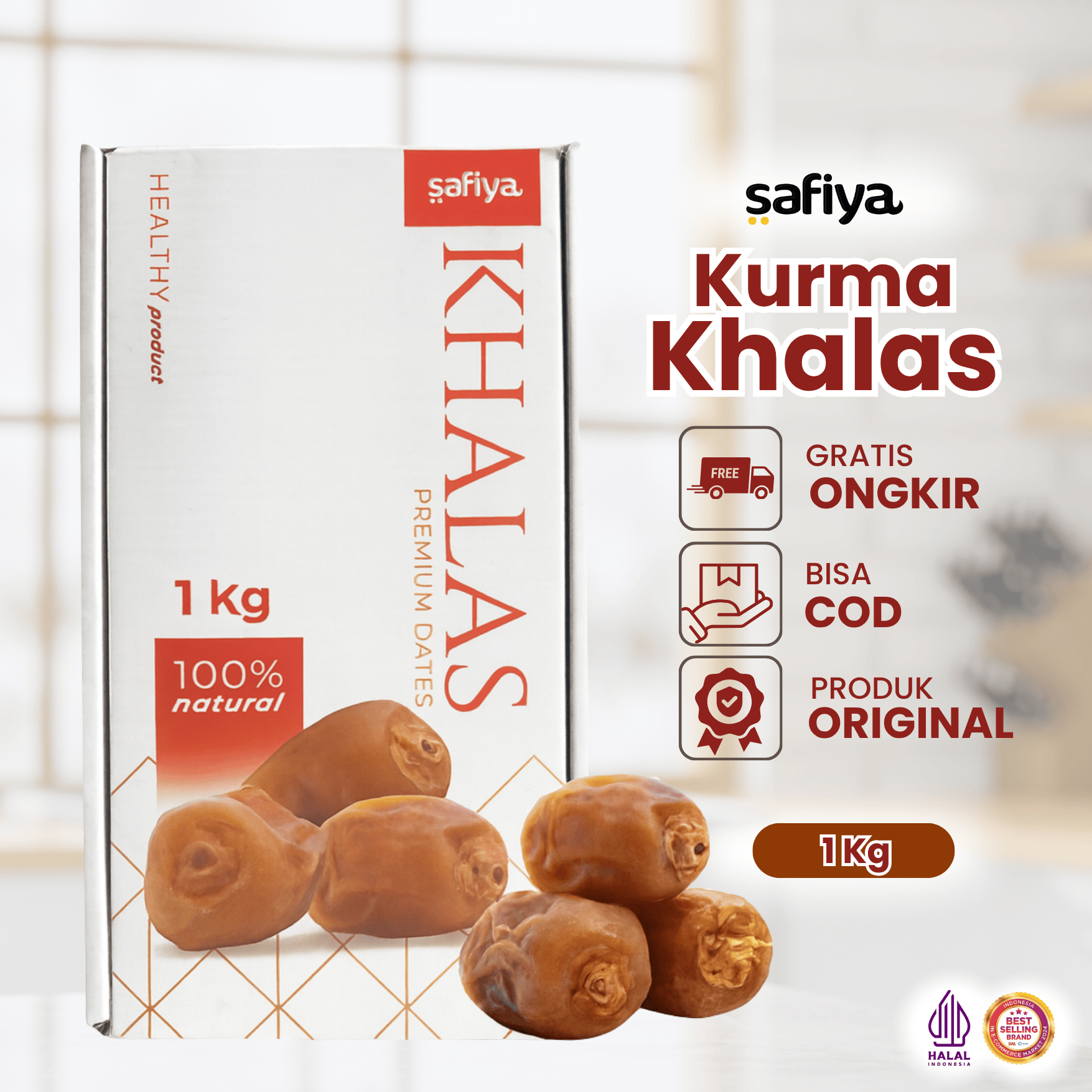 Safiya Kurma Khalas 1 Kg Kurma Kholas Premium Halal Manis Legit
