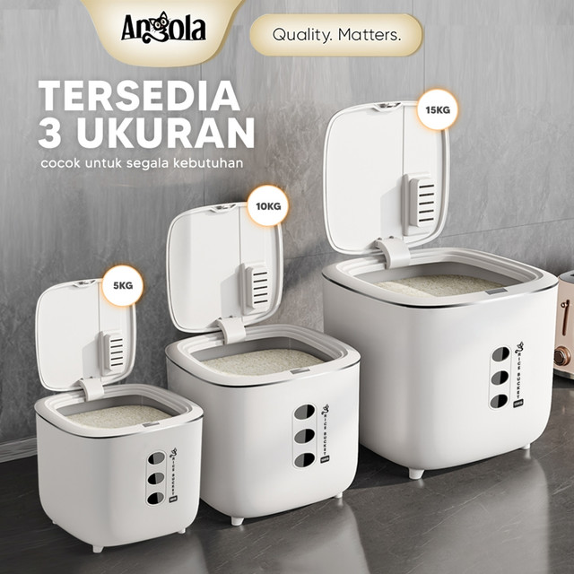ANGOLA Tempat Penyimpanan Beras E60-E62 Rice Bucket / Dispenser Beras Anti Kutu / Dispenser Beras Silikon