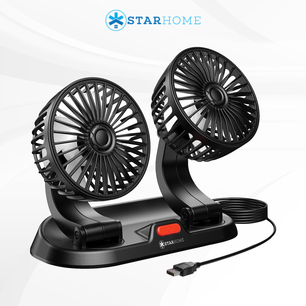 Kipas Angin Mobil Starhome F410 Double Blower Fan Colokan USB - Kipas Serbaguna 2 Kipas Flexible