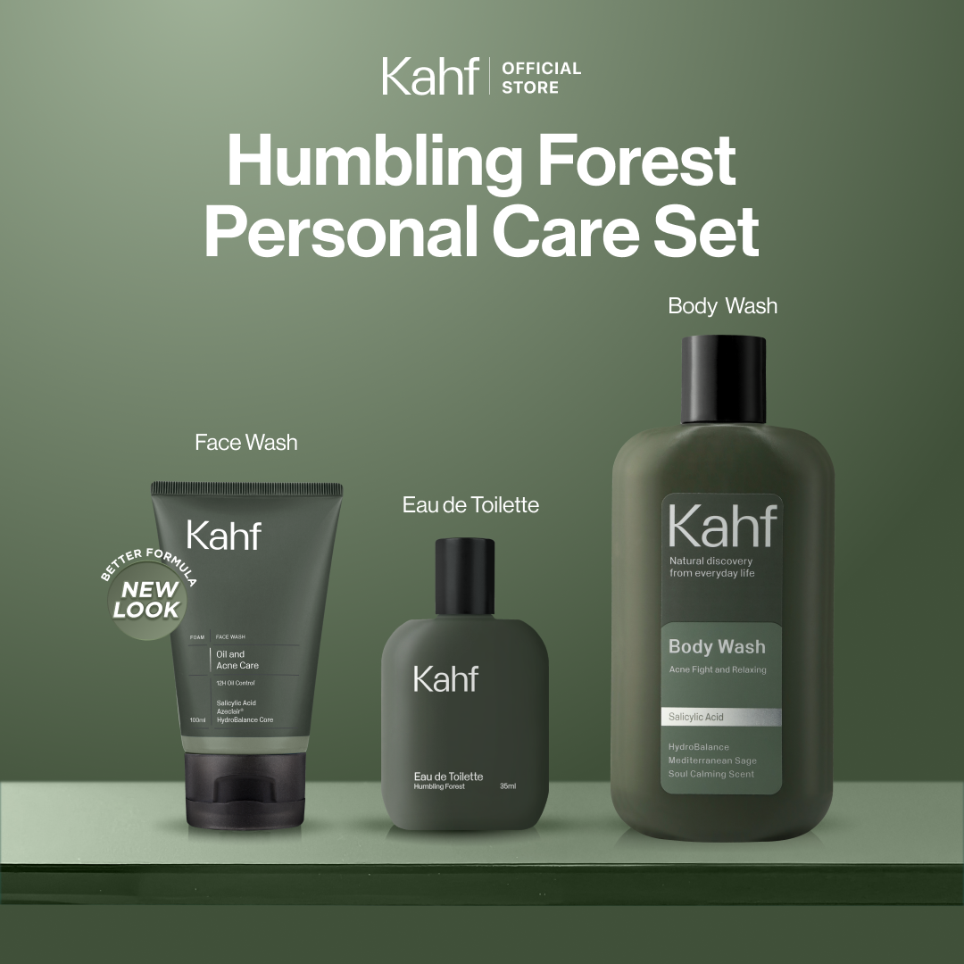 [KAHF BUNDLE 3IN1 PAKET PERAWATAN DAILY USE ESSENTIALS] Paket Humbling Forest Personal Care Set (Face Wash + Body Wash + Eau de Toilette) - Suitable for Daily Use